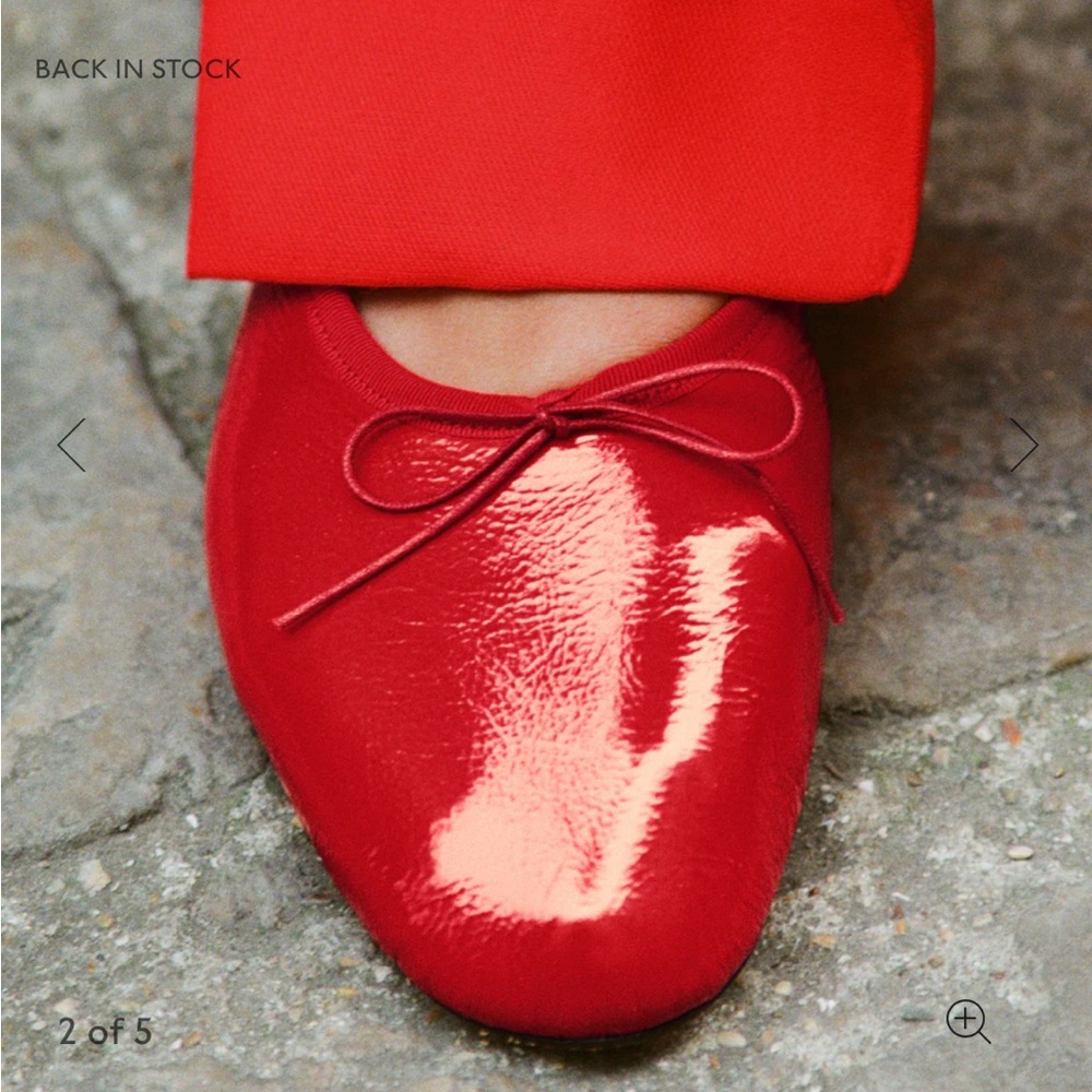 Mansur Gavriel Red Patent Leather Ballet Flat with Bow